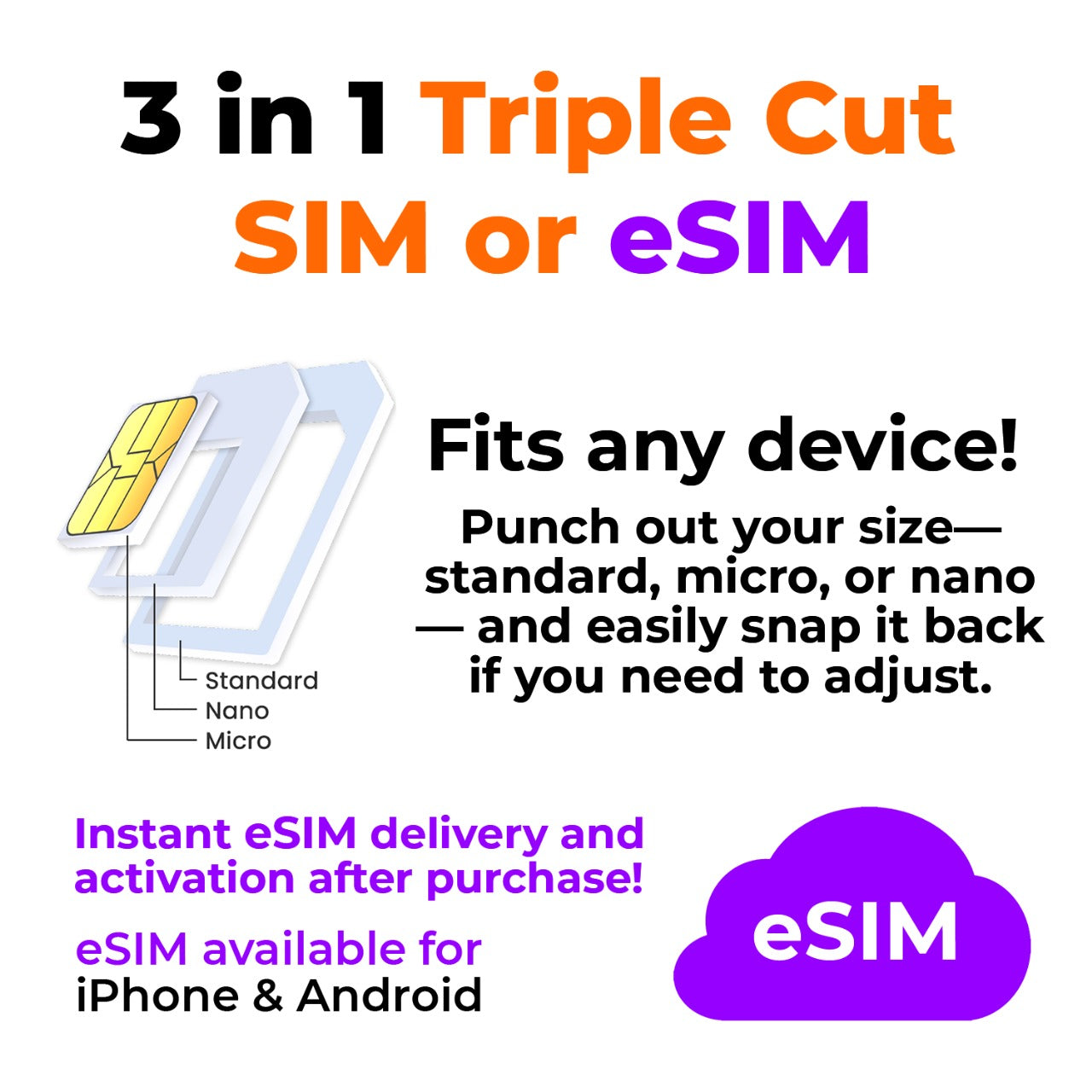 SpeedTalk Mobile Top Value Plan triple cut SIM card and eSIM